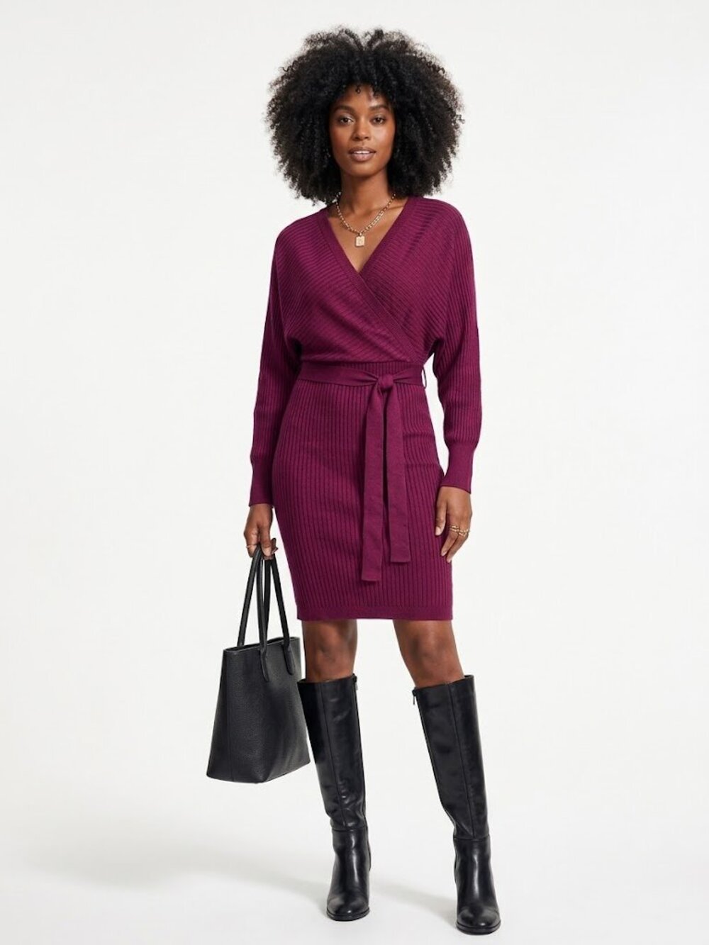 Love Tree | Maroon Ribbed Dress
